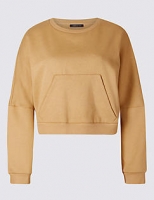 Marks and Spencer  Cotton Rich Cropped Wide Sleeve Sweatshirt