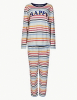 Marks and Spencer  Cotton Rich Striped Long Sleeve Pyjama Set