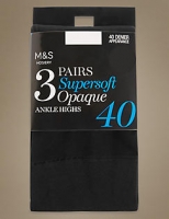 Marks and Spencer  3 Pair Pack 40 Denier Opaque Ankle Highs Super Soft