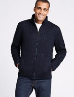 Marks and Spencer  Cable Knit Zip Through Jacket with Stormwear