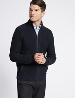 Marks and Spencer  Pure Cotton Textured Zip Through Cardigan