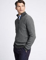 Marks and Spencer  Pure Cotton Two Tone Half Zipped Jumper