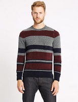 Marks and Spencer  Cotton Blend Chenille Striped Jumper