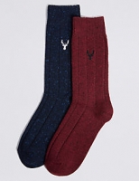 Marks and Spencer  2 Pack Thermal Wool Stag Design Socks
