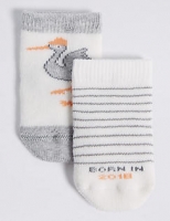 Marks and Spencer  2 Pairs of Cotton Rich Baby Socks (0-12 Months)