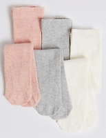 Marks and Spencer  3 Pairs of Cotton Rich Tights (0-3 Years)