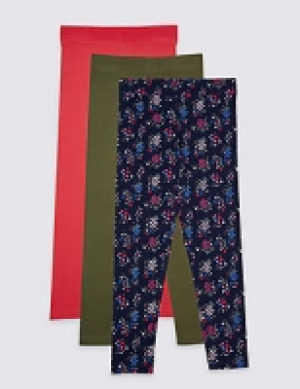 3 Pack Cotton Rich Leggings with Stretch (3-16 Years) 19.00 €