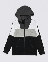Marks and Spencer  Cotton Rich Colour Block Hooded Top (3-16 Years)