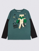 Marks and Spencer  Pure Cotton Minecraft Top (3-16 Years)