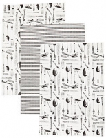 Marks and Spencer  Set of 3 Vintage Cutlery Print Tea Towel