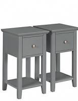 Marks and Spencer  Set of 2 Hastings Compact Bedside Chest Dark Grey