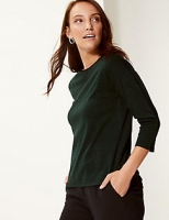 Marks and Spencer  Checked Slash Neck 3/4 Sleeve Top