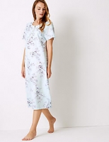 Marks and Spencer  Cotton Blend Printed Short Sleeve Nightdress
