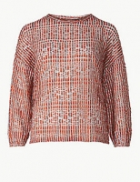 Marks and Spencer  Printed Round Neck Long Sleeve Blouse
