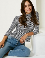 Marks and Spencer  Cotton Rich Striped Long Sleeve T-Shirt