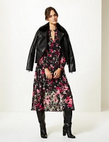 Marks and Spencer  Floral Print Long Sleeve Shirt Midi Dress