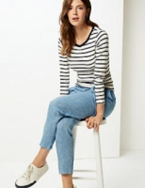 Pure Linen Textured Peg Trousers