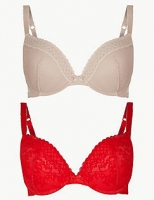 Marks and Spencer  2 Pack Lace Embroidered Push-Up Plunge Bras