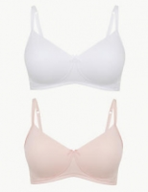2 Pack Cotton Rich Padded Full Cup Bras A-D