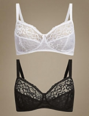 2 Pack Louisa Lace Non-Padded Full Cup Bras A-DD