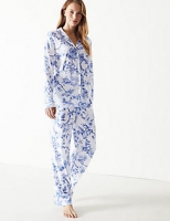 Marks and Spencer  Cotton Blend Printed Long Sleeve Pyjama Set