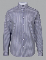 Marks and Spencer  Cotton Rich Slim Fit Striped Shirt