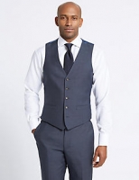 Marks and Spencer  Blue Textured Slim Fit Waistcoat