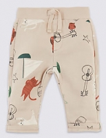Marks and Spencer  Pure Cotton All Over Owl & Cat Print Joggers