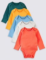 Marks and Spencer  5 Pack Organic Cotton Ribbed Bodysuits