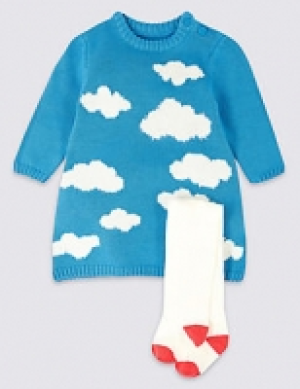 Knitted Dress with Tights Outfit