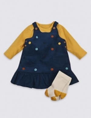 3 Piece Cord Dress & Bodysuit with Tights
