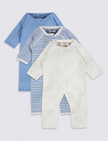 Marks and Spencer  3 Pack Premature Pure Cotton Sleepsuits