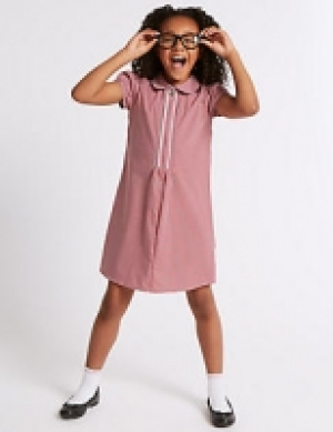 Girls Gingham Pure Cotton Zip Dress