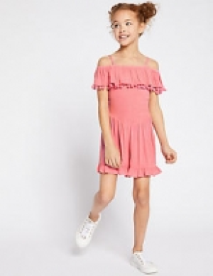 Shirred Pom-pom Playsuit (3-16 Years)
