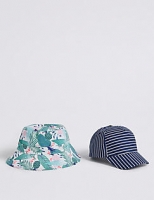 Marks and Spencer  Kids 2 Pack Bucket Hat & Cap (3-14 Years)