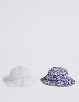 Marks and Spencer  Kids 2 Pack Pure Cotton Disty Hats (0-6 Years)