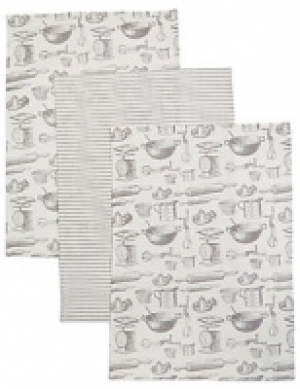 Set of 3 Bake Print Tea Towel