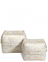 Marks and Spencer  Hand Woven Set of 2 Bamboo Boxes