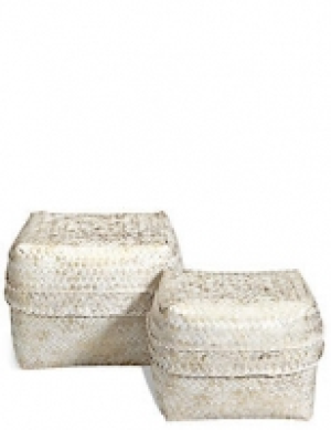 Hand Woven Set of 2 Bamboo Boxes
