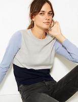 Marks and Spencer  Colour Block Round Neck Jumper