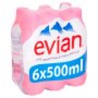 Tesco  Evian Natural Mineral Water 6 X 500 M