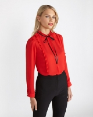 Dunnes Stores  Savida Tie Neck Frill Blouse