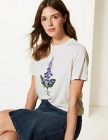 Marks and Spencer  Embroidered Motif Round Neck T-Shirt