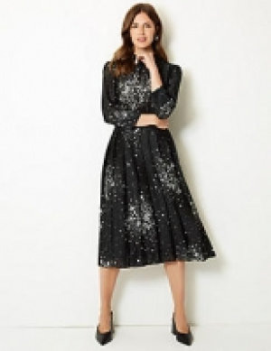 Marks and Spencer  Floral Print Waisted Midi Dress