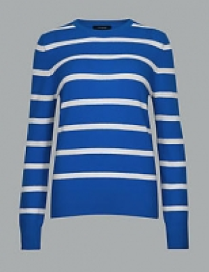 Pure Cashmere Striped Round Neck Jumper