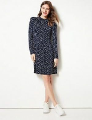 Polka Dot Knee Length Swing Dress