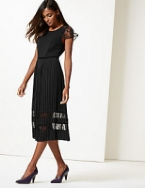 Marks and Spencer  Lace Short Sleeve Skater Midi Dress