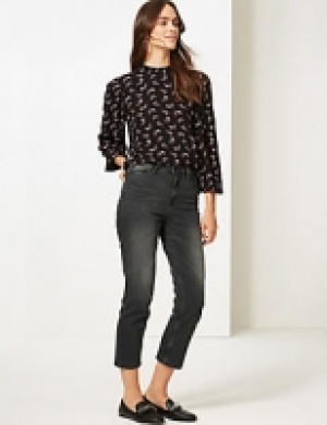 High Rise Ankle Straight Jeans