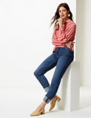 Mid Rise Relaxed Slim Leg Ankle Grazer Jeans