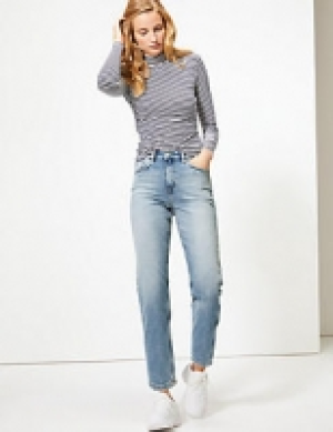 High Waist Straight Leg Ankle Grazer Jeans